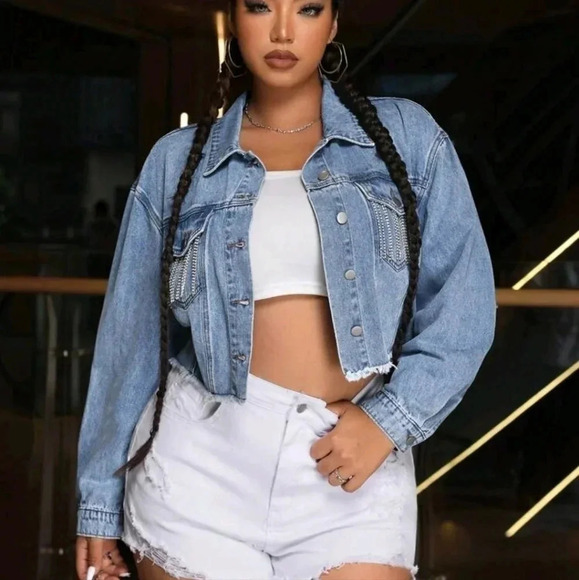 Floral Print Drop Shoulder Denim Jacket - Picture 11 of 14